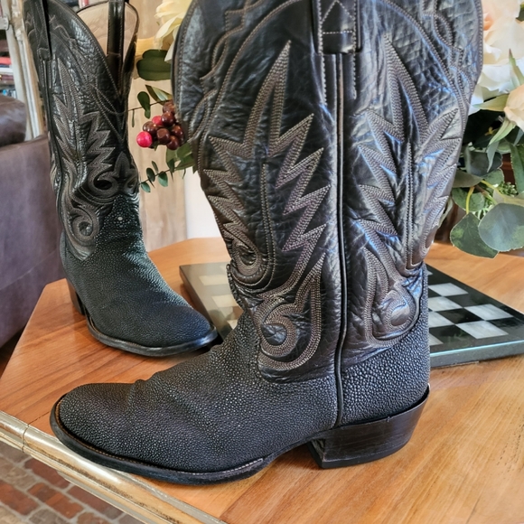Kimmel Boot Company Comanche Texas 8.5D custom made stingray hide cowboy boots - Picture 9 of 9